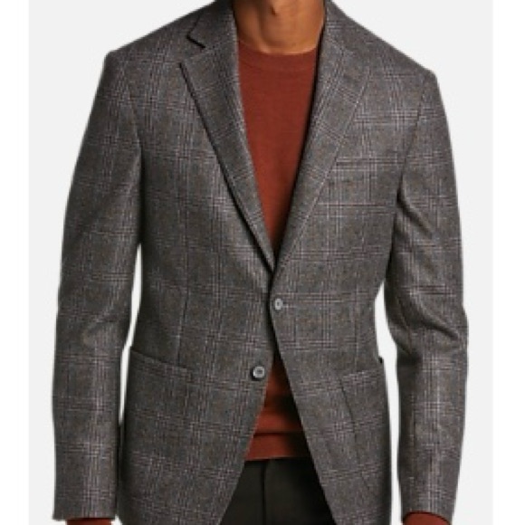 Joseph Abboud Gray Plaid Sport Coat 52R Slim Fit NWT